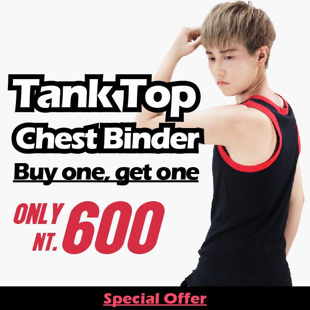 T-STUDIO | Tank top chest binder/ colorful hemming stitches 100% cotton/ Buy 1 and get the second one for NT.600